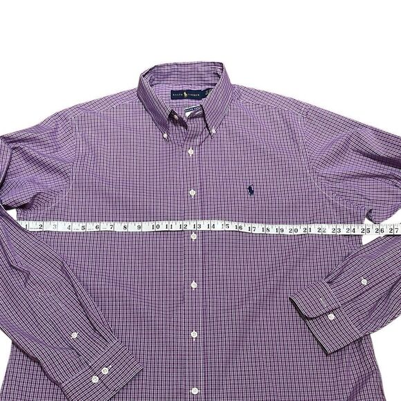 Ralph Lauren Purple Button Down Shirt Classic Cotton, Size 17 Neck, 36/37, NWT - Picture 8 of 11